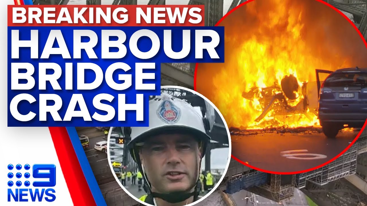 Car Bursts Into Flames On A Bridge After Head-On Crash