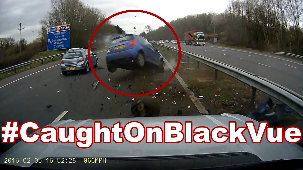 Driver Loses Control, Crashes Hard #CaughtOnBlackVue