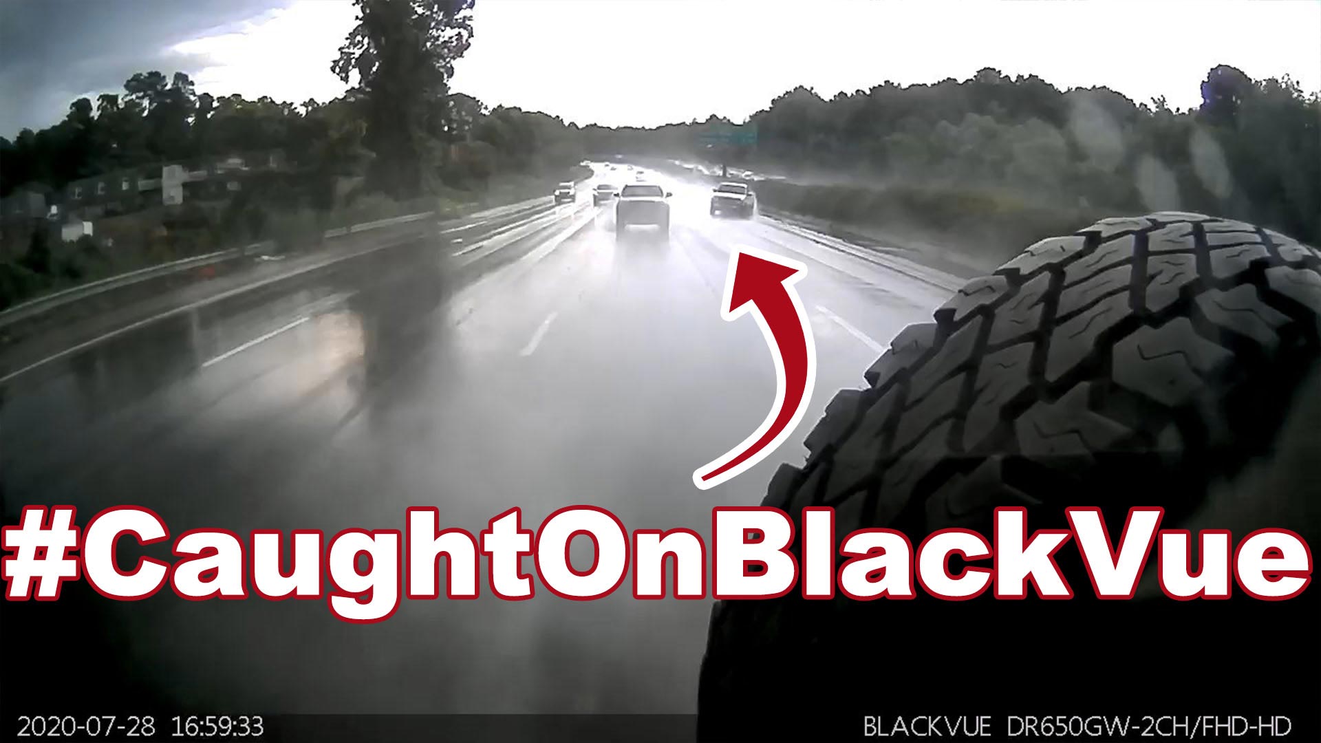 Truck Hydroplaning On A Highway #CaughtOnBlackVue