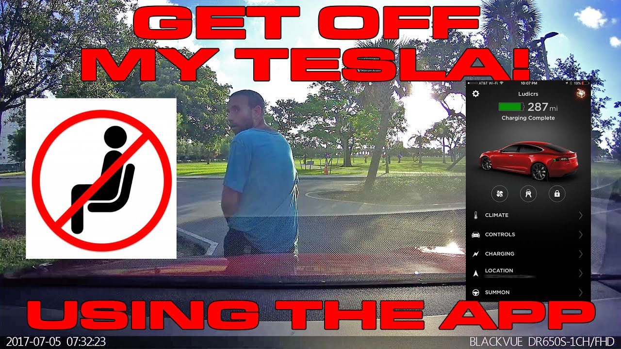 Guy Sitting On A Tesla Caught On BlackVue